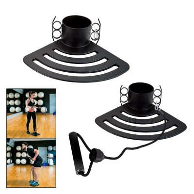 Suporte preto para exercício com corda elástica e manípulo