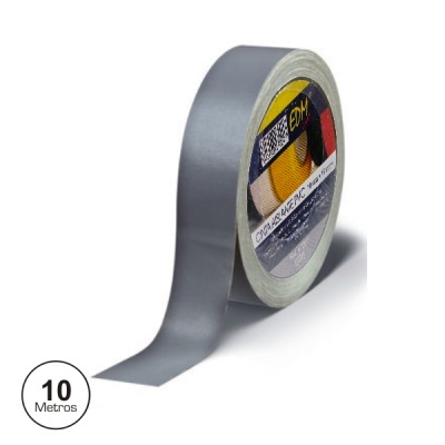 Rolo de fita adesiva cinzenta EDH de 10 metros, sobre fundo branco