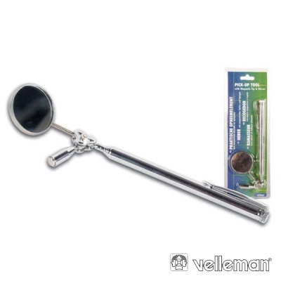 Ferramenta de inspecção metálica com espelho redondo extensível e embalagem original