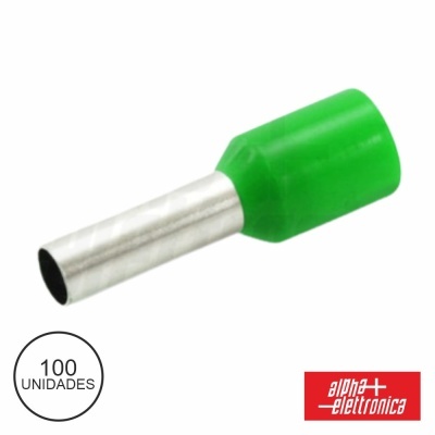 Terminal isolado verde com corpo metálico para conexões elétricas