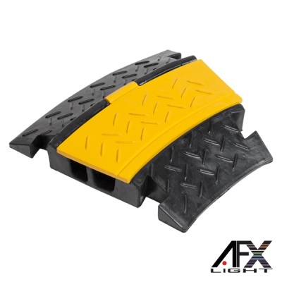 Moldura de passagem para cabos em plástico amarelo e preto texturizado