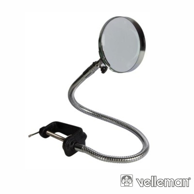 Espelho redondo com suporte flexível e clip preto Velleman