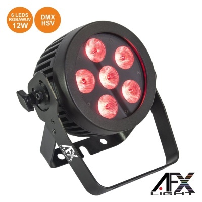 Projetor de luz LED preto com 6 LEDs vermelhos e suporte metálico