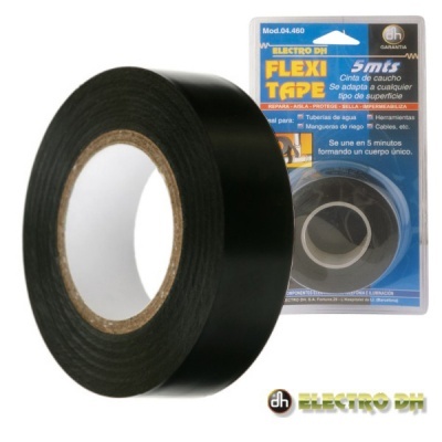 Rolo preto de fita adesiva Flexi Tape da Electro DH com embalagem azul