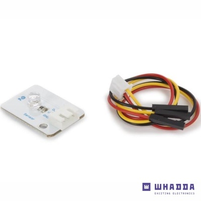 sensor de luz com cabo tricolor e LED em placa branca