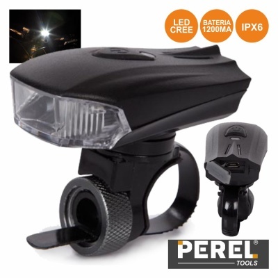 Luz LED preta para bicicleta com bateria 1200mA e resistência IPX6