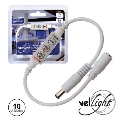 Cabo controlador branco para fita LED VelLight com botões e embalagem