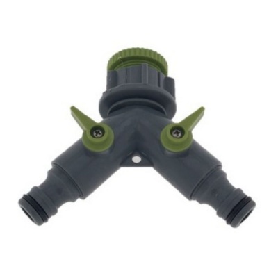 Conector em Y para mangueira de jardim com válvulas verdes