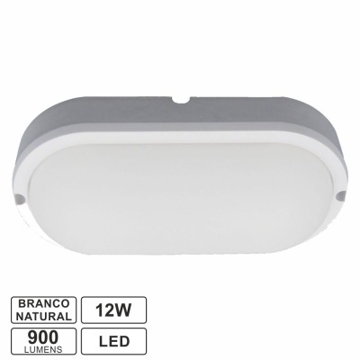 Luz de teto LED oval branca 12W 900 lumens