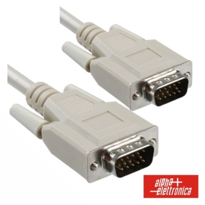 Cabo cinzento com conectores DB9 macho e logótipo alpha elettronica