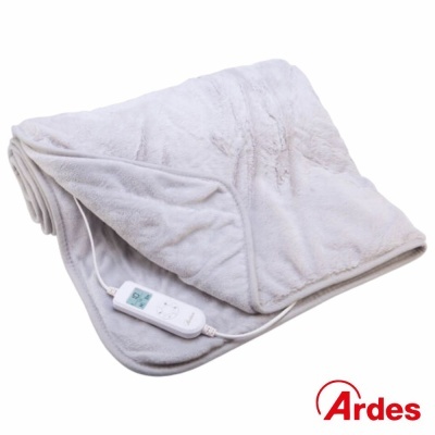 Manta elétrica cinza claro com comando branco e logótipo Ardes vermelho