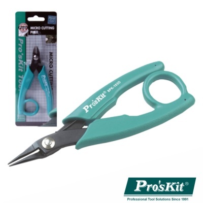 Alicate de corte micro Pro'sKit PF-151D com cabo verde e lâminas metálicas