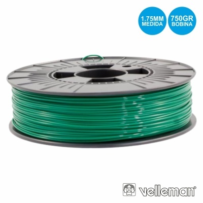 Rolo de filamento verde para impressora 3D com carretel preto