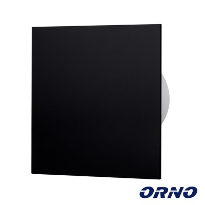 Painel quadrado preto fosco com extremidade branca circular e logótipo ORNO