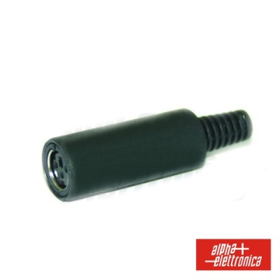 Conector cilíndrico preto com metal