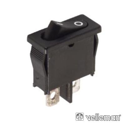 Interruptor basculante preto com símbolo 'O' branco