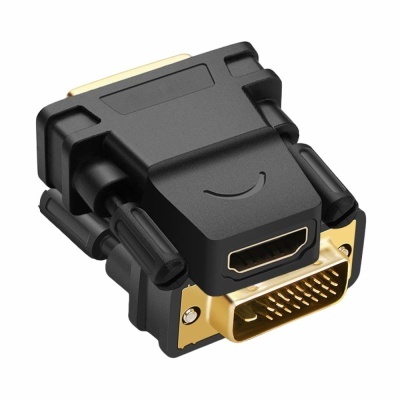 Adaptador vídeo DVI para HDMI preto e dourado