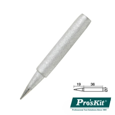 Ponta de ferro de soldar PrósKit metálica prateada cónica com logo