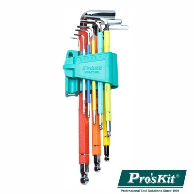 Conjunto de chaves allen coloridas em suporte verde da Pro'sKit