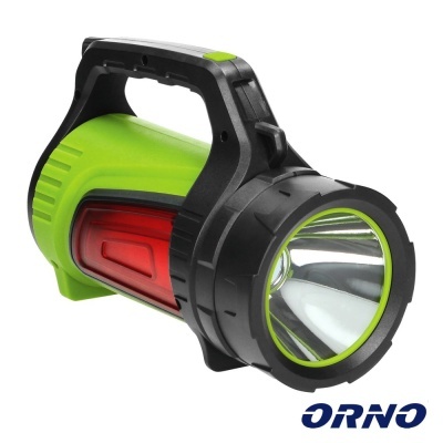 Lanterna portátil verde e preta com logotipo ORNO