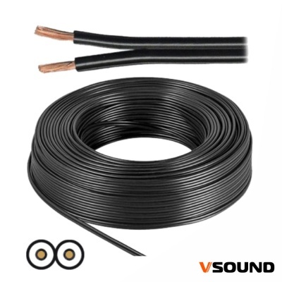 Rolo de cabo elétrico preto com fios de cobre expostos