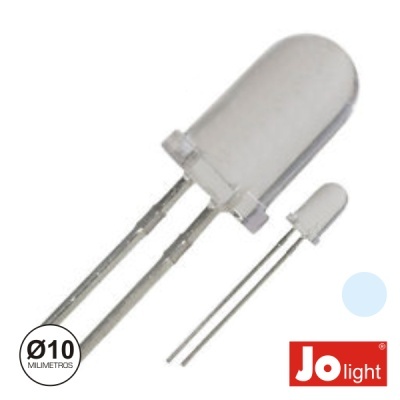 Dois LEDs transparentes de diferentes tamanhos com texto e logo