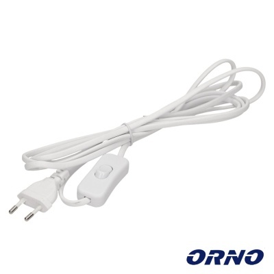 Cabo elétrico branco com ficha europeia e interruptor ORNO