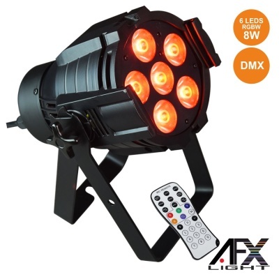 Projetor de luz LED AFX LIGHT com 6 LEDs RGBW vermelhos e controlo remoto
