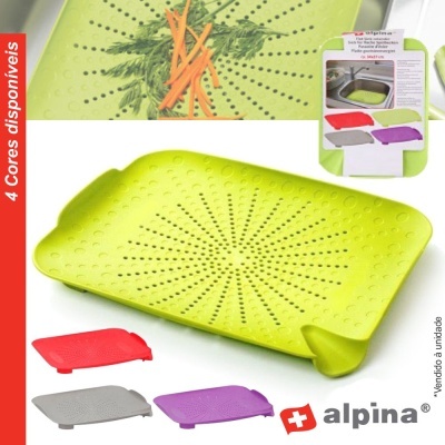 Escorredor de loiça em silicone verde com padrão de furos, disponível em várias cores