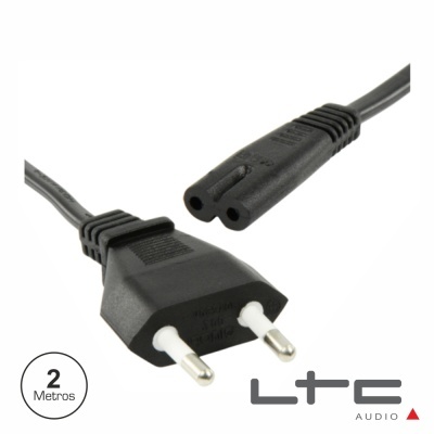 Cabo elétrico preto com ficha macho e fêmea LTC AUDIO