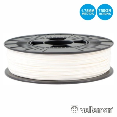 Bobina de filamento para impressora 3D branco 1.75MM 750GR Velleman