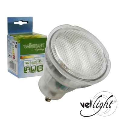 Lâmpada LED GU10 Velleman lighting 5W com embalagem verde e azul