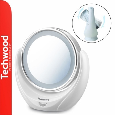 Espelho de maquilhagem branco com aro prateado Techwood