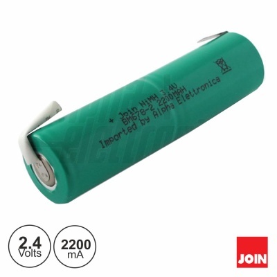 Bateria recarregável verde com texto preto sobre fundo branco, ícones e logótipo JOIN