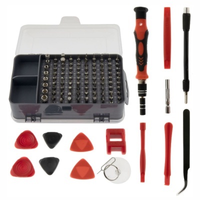 Conjunto de ferramentas de precisão para eletrónica com várias pontas e espátulas
