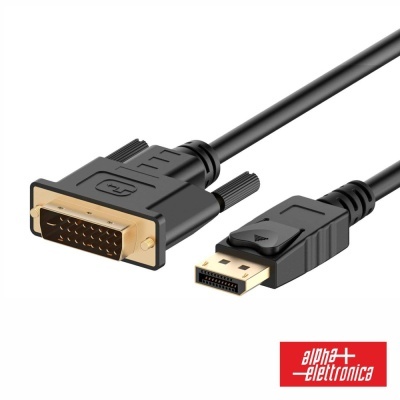 Cabo adaptador DVI para DisplayPort preto com logótipo alpha elettronica