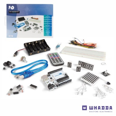 Kit de electrónica DIY com placa controladora, pilot remoto, LEDs, cabos e displays