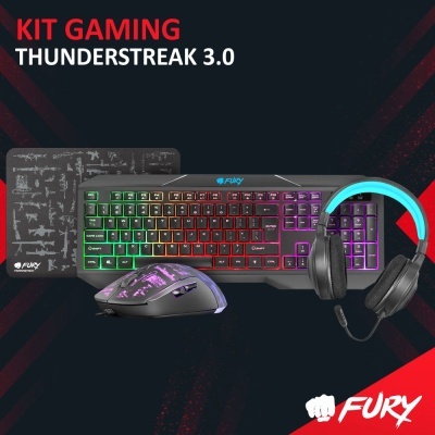 Kit gaming Thunderstreak 3.0 com teclado RGB, rato, tapete e auscultadores pretos