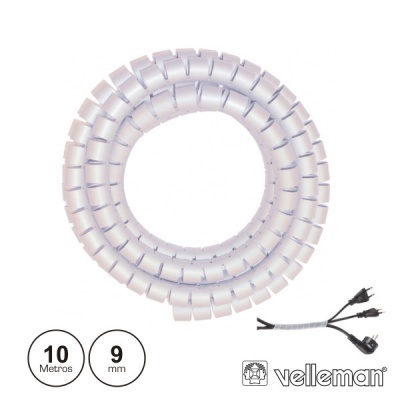 Organizador de cabos espiral branco Velleman 10 metros 9 mm