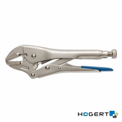 Alicate de pressão metálico com cabo azul e parafuso ajustável