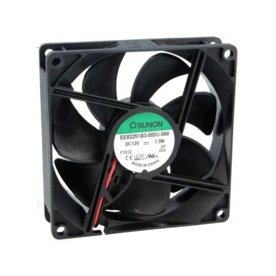 Ventoinha de refrigeração preta para computador com etiqueta central branca Sunon