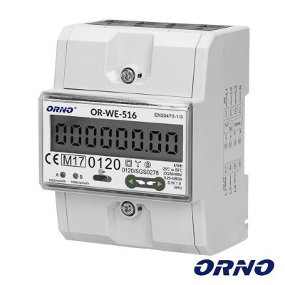 Contador digital de eletricidade ORNO OR-WE-516 com visor LCD e caixa branca