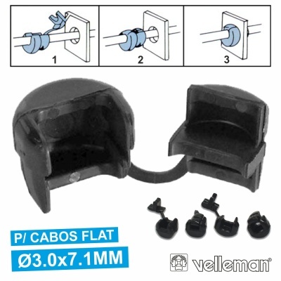 Acessórios pretos de fixação para cabos flat Velleman Ø3.0x7.1MM