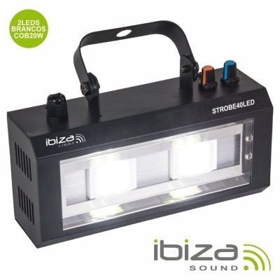 Luz estroboscópica preta Ibiza Sound com duas luzes LED e alça de transporte