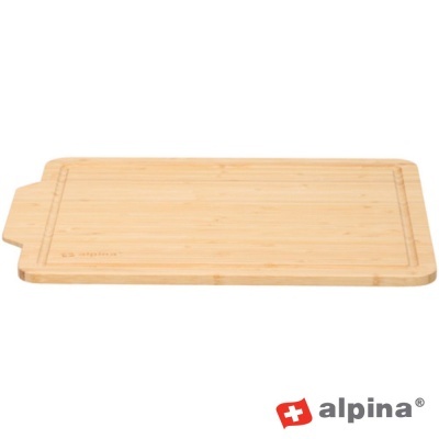 Tabuleiro rectangular de bambu com alça e marca Alpina