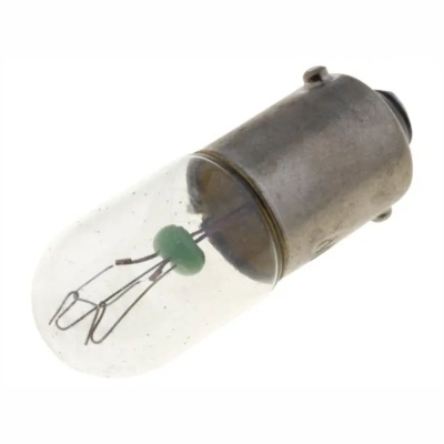 Lâmpada incandescente pequena com base metálica e bulbo de vidro