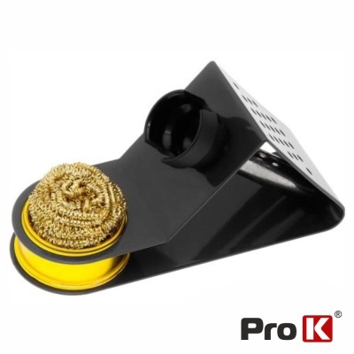 Suporte de limpeza para soldador com esponja de metal dourada e placa perfurada, marca Pro K.