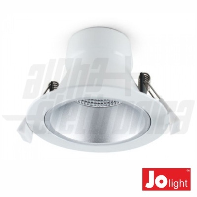 Candeeiro de teto embutido Jo Light branco com refletor interno e molas metálicas