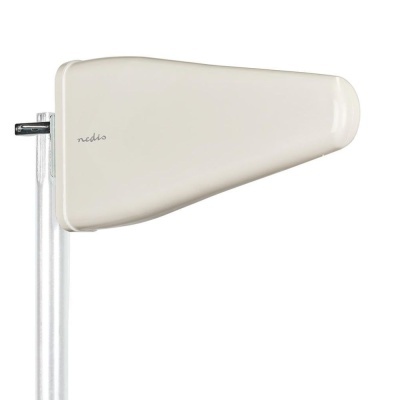 Antena externa branca triangular com haste metálica