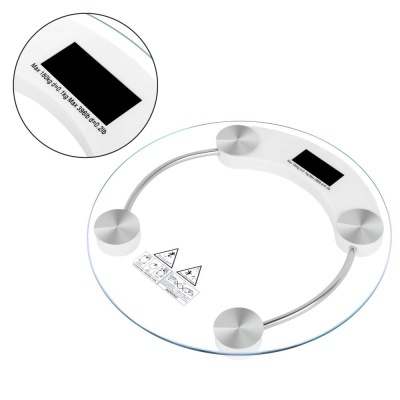 Balança digital redonda em vidro com visor digital